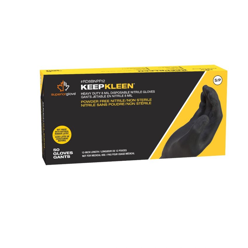 #84-RD8BNPF12 Superior Glove® KeepKleen®
Black 8 Mil Powder-Free 12-inch Disposable Nitrile Gloves